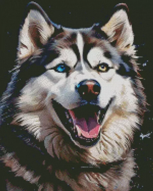 Blue Eyed Husky Dog Diamond Painting