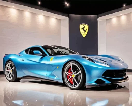 Blue Ferrari Car Diamond Painting