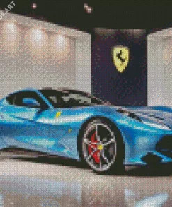 Blue Ferrari Car Diamond Painting