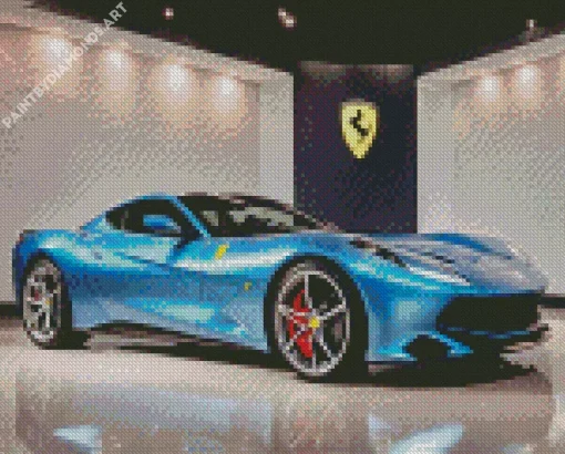 Blue Ferrari Car Diamond Painting