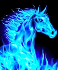 Blue Fire Horse Diamond Painting