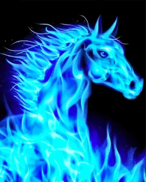 Blue Fire Horse Diamond Painting