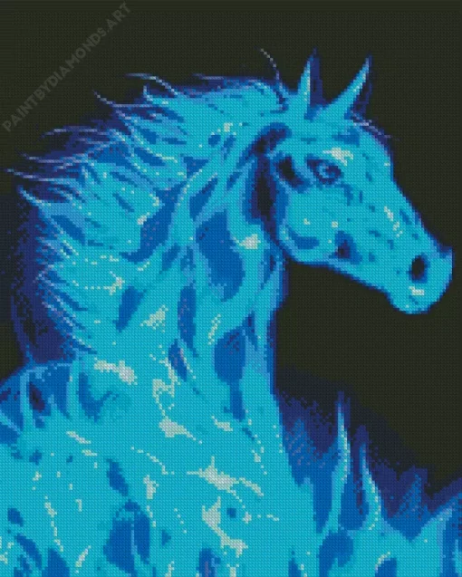 Blue Fire Horse Diamond Painting