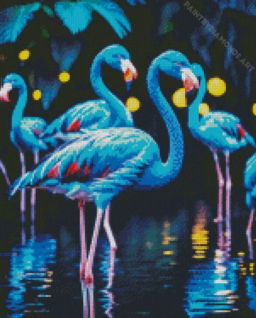 Blue Flamingos Diamond Painting