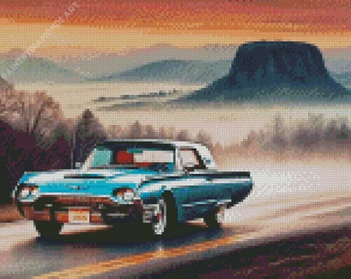 Blue Ford Thunderbird Diamond Painting