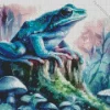 Blue Frog On Stump Diamond Painting