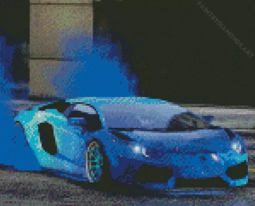 Blue Galaxy Lamborghini Diamond Painting