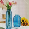 Blue Glass Flower Vase Diamond Painting