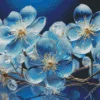 Blue Glass Flowers Diamond Painting