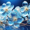 Blue Glass Flowers Diamond Painting