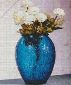 Blue Glass Flowers Vase Diamond Painting