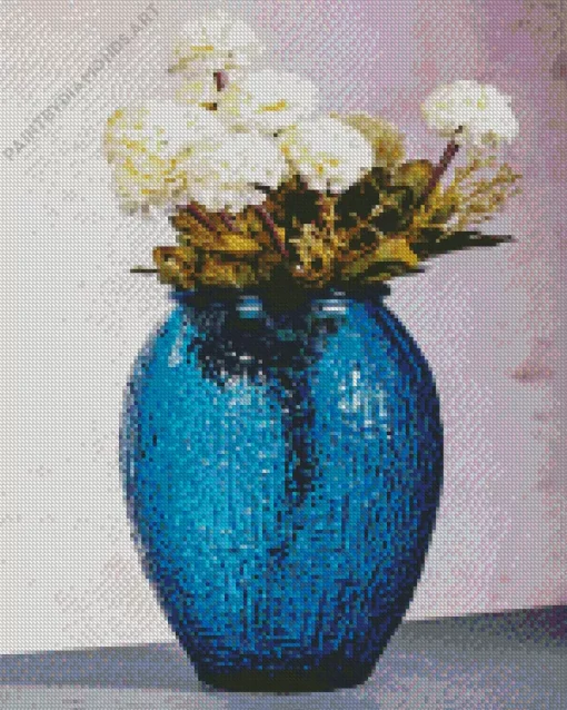 Blue Glass Flowers Vase Diamond Painting