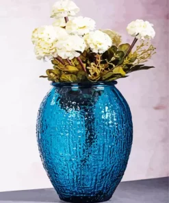 Blue Glass Flowers Vase Diamond Painting