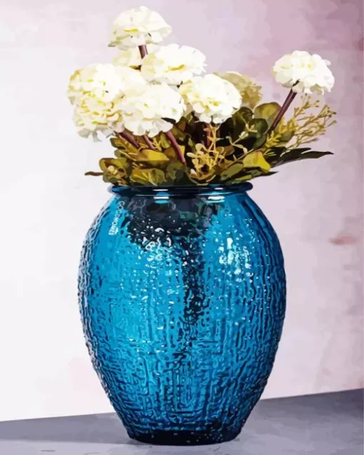 Blue Glass Flowers Vase Diamond Painting