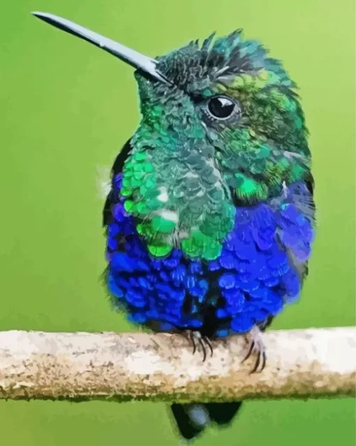 Blue Green Hummingbird Diamond Painting