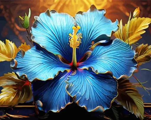 Blue Hawaiian Hibiscus Diamond Painting