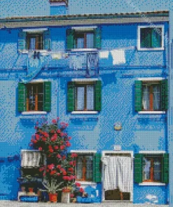 Blue House Burano Diamond Painting