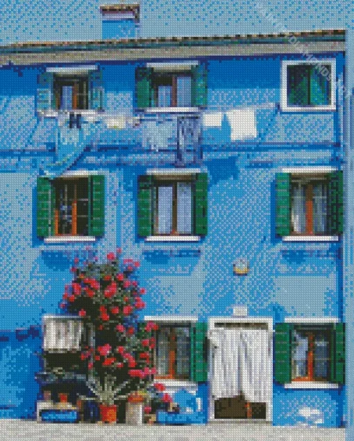 Blue House Burano Diamond Painting