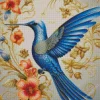 Blue Hummingbird And Flowers Diamond Painting