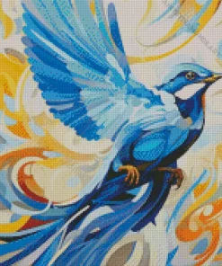 Blue Jay Bird Flying Art Diamond Painting