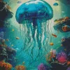 Blue Jellyfish Under Ocean Diamond Painting