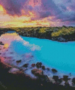 Blue Lagoon At Sunset Diamond Painting