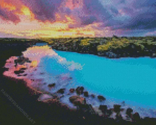 Blue Lagoon At Sunset Diamond Painting