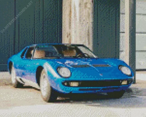 Blue Lamborghini Miura Diamond Painting