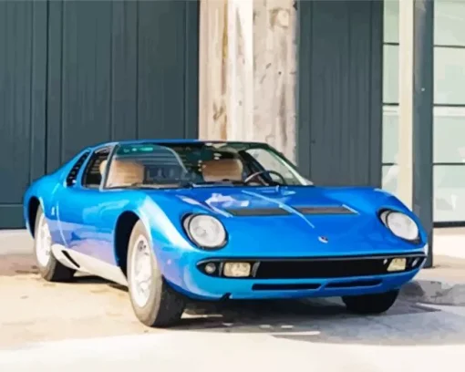 Blue Lamborghini Miura Diamond Painting