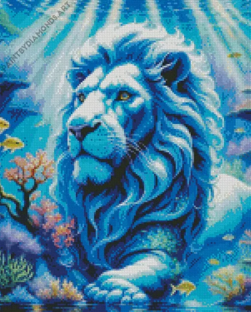 Blue Lion Animal Diamond Painting