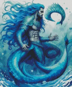 Blue Merman Diamond Painting