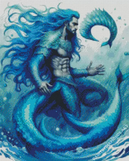 Blue Merman Diamond Painting