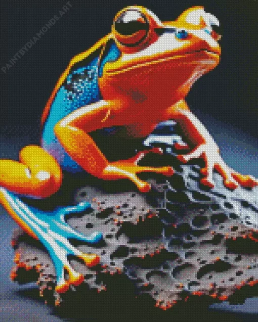 Blue Orange Frog Diamond Painting