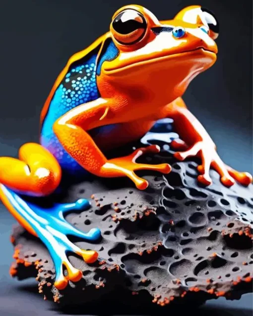 Blue Orange Frog Diamond Painting