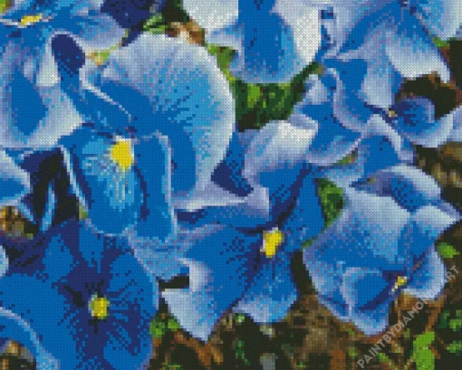 Blue Pansy Flowers Diamond Painting