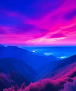 Blue Pink And Purple Sunset Diamond Painting