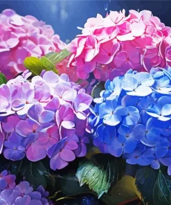 Blue Pink Purple Hydrangea Diamond Painting