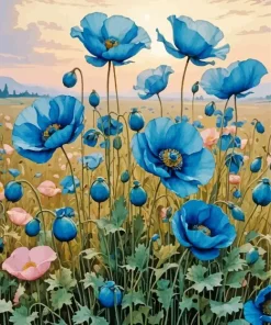 Blue Poppies Diamond Painting