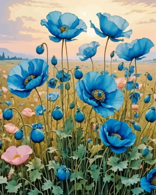 Blue Poppies Diamond Painting