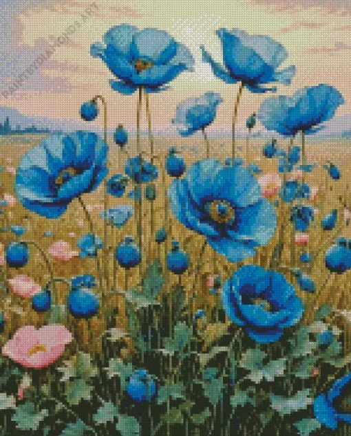 Blue Poppies Diamond Painting