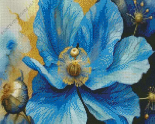 Blue Poppy Diamond Painting