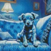 Blue Puppy On Sofa Diamond Painting