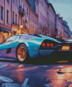 Blue Purple Car Diamond Painting