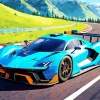 Blue Race Car Diamond Painting