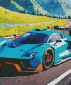 Blue Race Car Diamond Painting