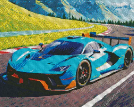 Blue Race Car Diamond Painting