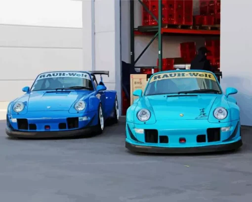 Blue RWB Porsche Cars Diamond Painting