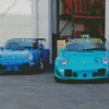 Blue RWB Porsche Cars Diamond Painting