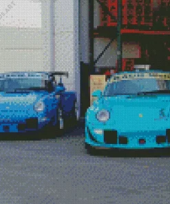 Blue RWB Porsche Cars Diamond Painting