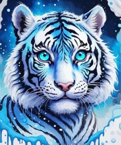 Blue Splatter Tiger Diamond Painting